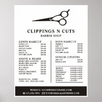 Scissors Logo, Men's Barbers Price List