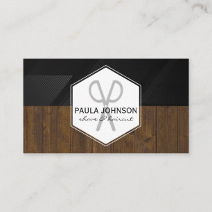 Scissors Logo Wood Trim Business Card