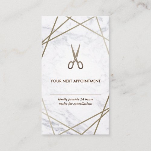 Scissors Marble Hair Stylist Appointment Vertical Business Card