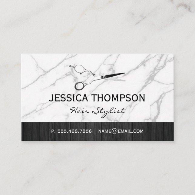 Scissors | Marble Wood Business Card (Front)