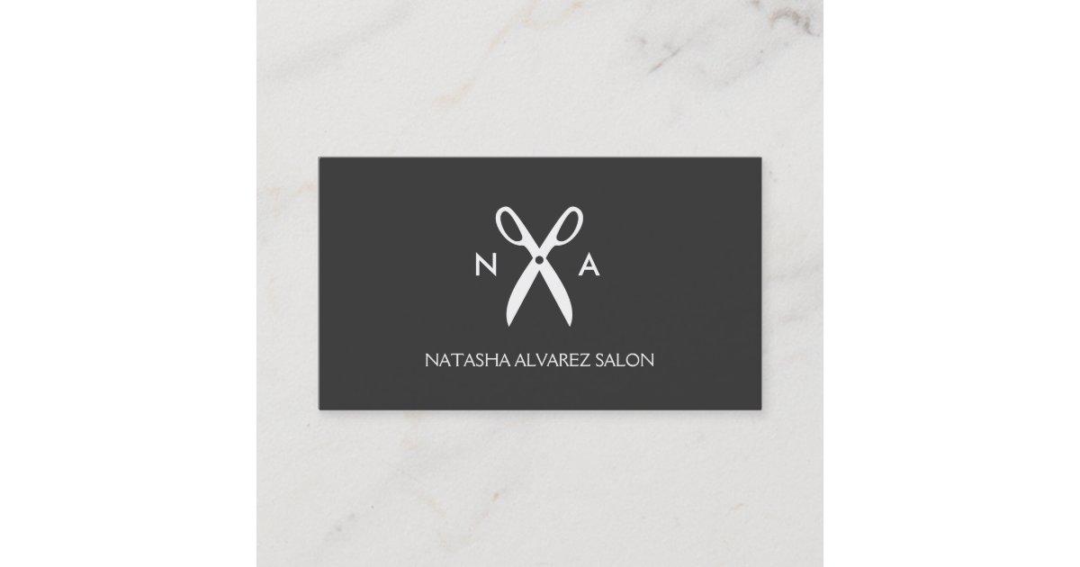 Scissors Monogram Logo For Hair Salon Stylists Business Card