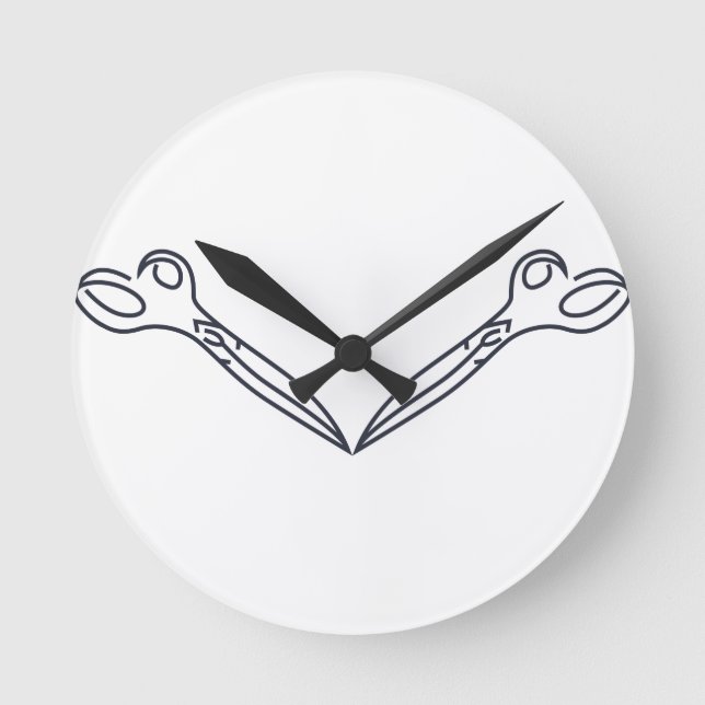Scissors Outline Round Clock (Front)