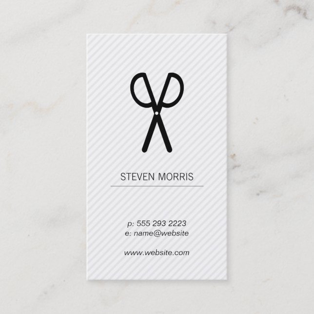 Scissors / Stripes (gray) Business Card (Front)