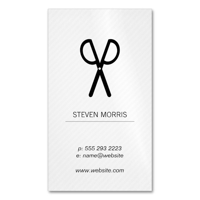 Scissors / Stripes (gray) Business Card Magnet (Front Vertical)
