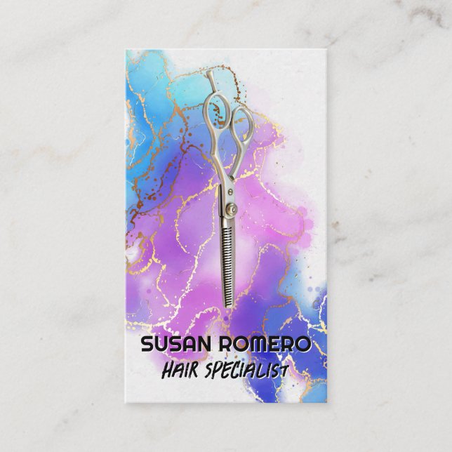 Scissors | Watercolor Artistic Background Appointment Card (Front)