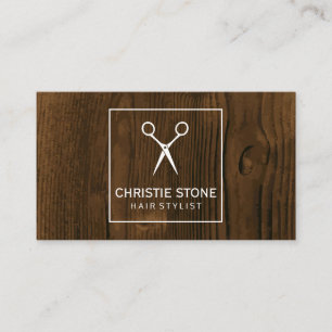 Scissors Wood Background Business Card