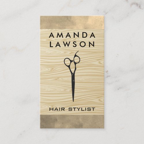 Scissors  Wood Grain Background Business Card