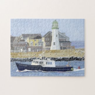 Scituate Harbor and Cedar Point Lighthouse Jigsaw Puzzle