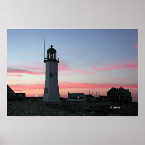 Scituate Light with Pink Clouds Poster
