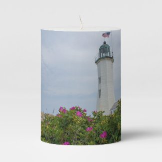 Scituate Lighthouse flowers Pillar Candle