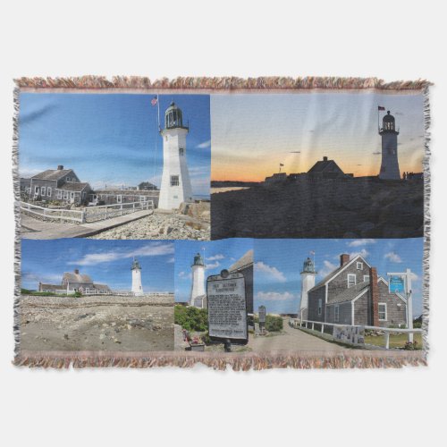 Scituate Lighthouse MA Throw Blanket
