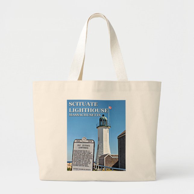 Scituate Lighthouse, Massachusetts Large Tote Bag (Front)