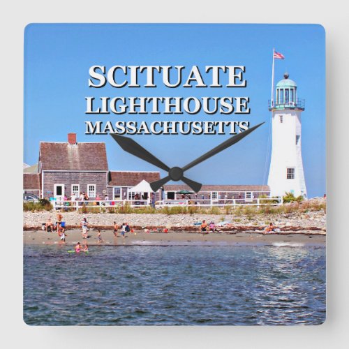 Scituate Lighthouse Massachusetts Square Wall Clock