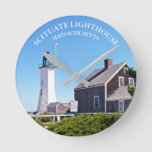 Scituate Lighthouse Massachusetts Wall Clock at Zazzle