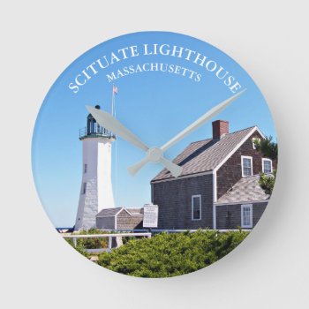 Scituate Lighthouse Massachusetts Wall Clock by LighthouseGuy at Zazzle
