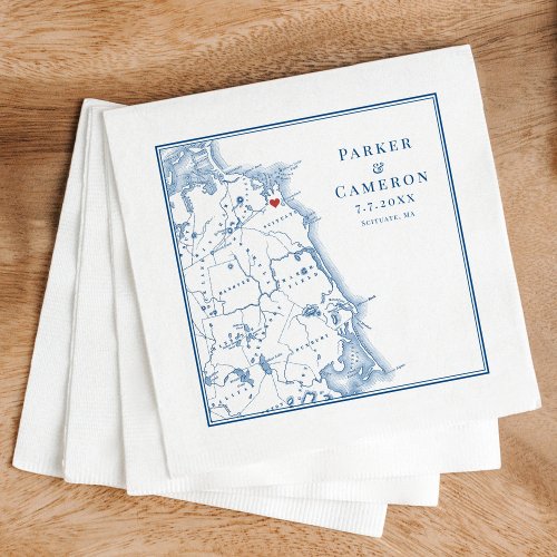 Scituate Massachusetts Map Elegant Wedding Napkins