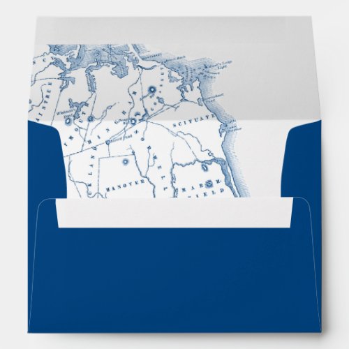Scituate Massachusetts Map Navy Blue Wedding Envelope