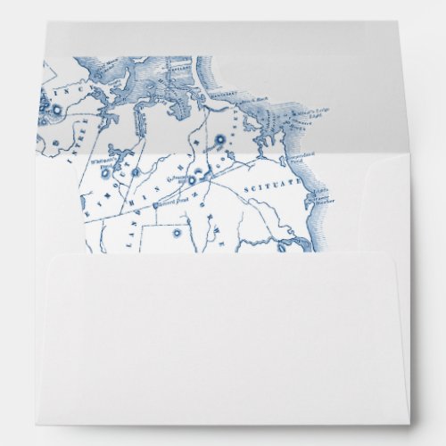 Scituate Massachusetts Map White Wedding Envelope