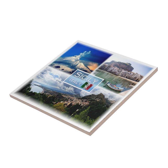 SCL003 SICILY Mosaic Etna Cefalu' Taormina Ceramic Tile (Side)