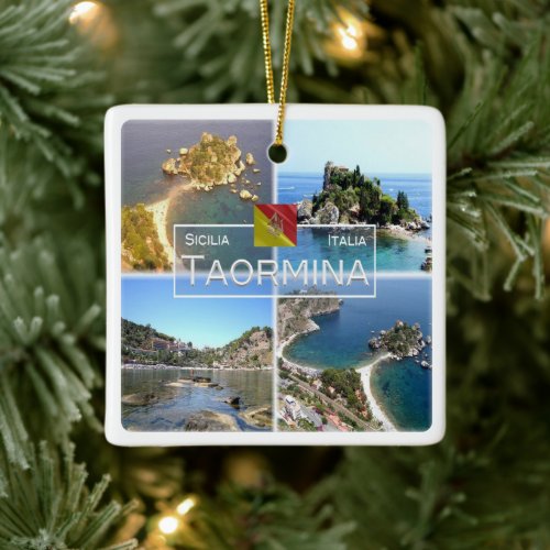 SCL017 TAORMINA Isola Bella Mosaic Sicily Ceramic Ornament