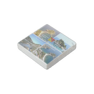 SCL017 TAORMINA Isola Bella, Mosaic, Sicily, Stone Magnet