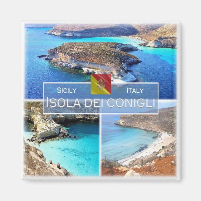 SCL027 ISOLA DEI CONIGLI, Mosaic, Sicily, Fridge Magnet (Front)