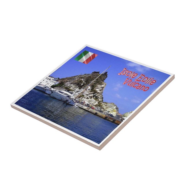 SCL035 AEOLIAN ISLANDS, Volcano, Sicily. Ceramic Tile (Side)