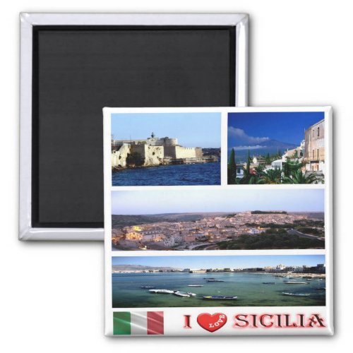 SCL052 SICILY I Love Mosaic Italy Fridge Magnet