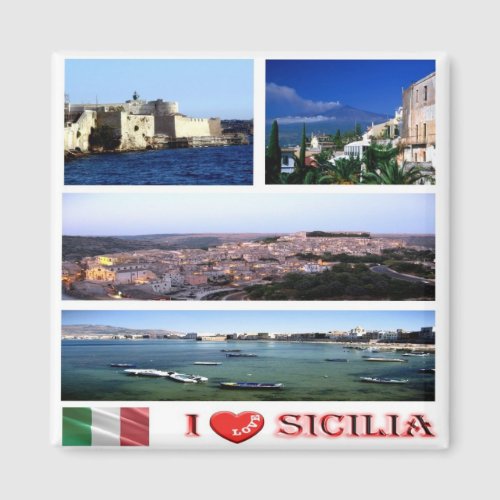 SCL052 SICILY I Love Mosaic Italy Fridge Magnet