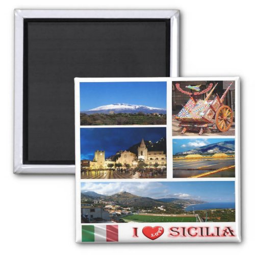 SCL053 SICILY I Love Mosaic Italy Fridge Magnet