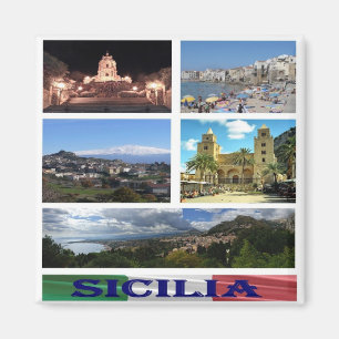 SCL054 SICILY, Mosaic, Italy, Fridge Magnet
