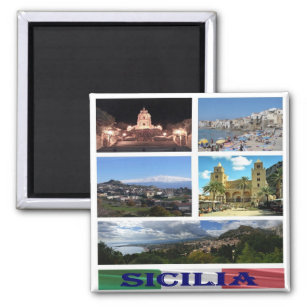 SCL054 SICILY, Mosaic, Italy, Fridge Magnet