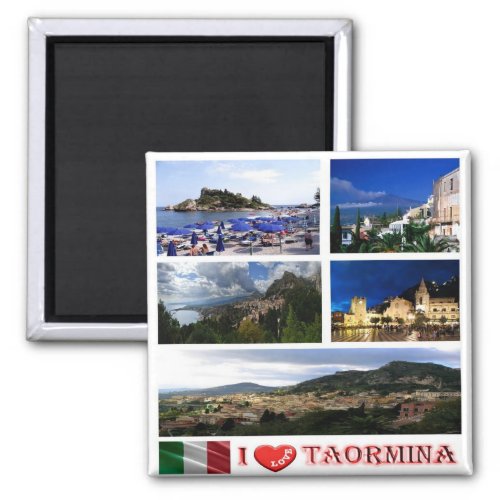 SCL059 TAORMINA I Love Mosaic Sicily Fridge Magnet