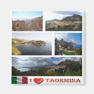 SCL062 TAORMINA I Love, Mosaic, Sicily, Fridge Magnet