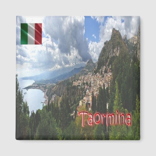 SCL066 TAORMINA Aerial View Sicily Fridge Magnet