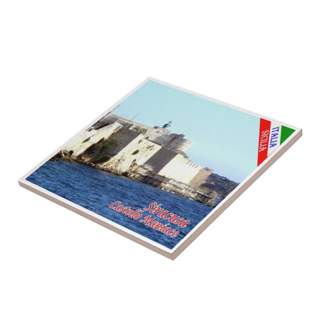 SCL070 SIRACUSA Castle Maniace, Sicily, Ceramic Tile (Side)