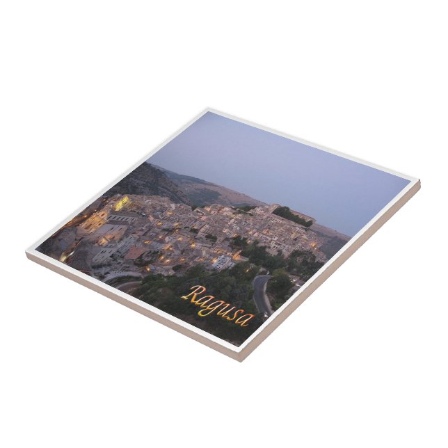 SCL072 RAGUSA by Night, Sicily, Italy, Ceramic Tile (Side)