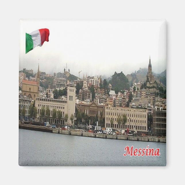 SCL078 MESSINA Cityscape, Sicily, Italy, Fridge Magnet (Front)