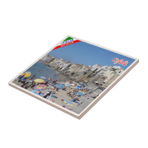 SCL083 CEFALU', Beach, Sicily, Italy, Ceramic Tile