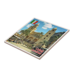 SCL085 CEFALU' Cathedral, Sicily, Italy, Ceramic Tile