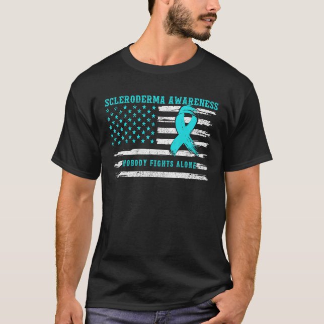Scleroderma Awareness Nobody Fights Alone American T-Shirt (Front)