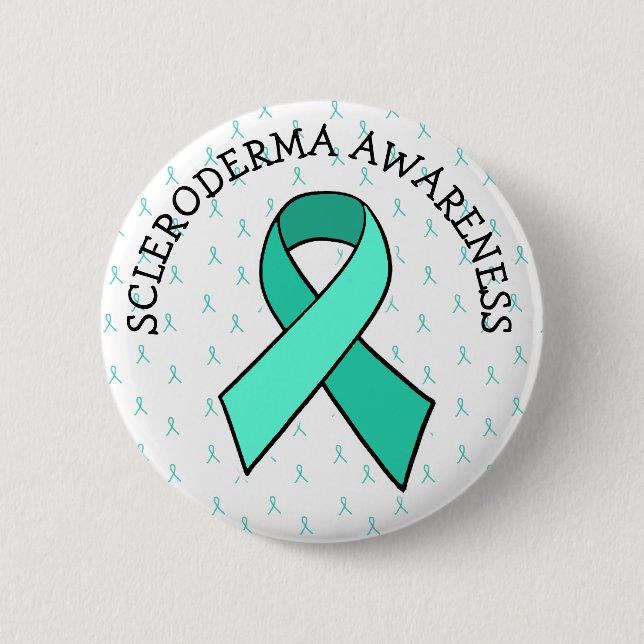 Scleroderma Awareness Teal Ribbon Button (Front)