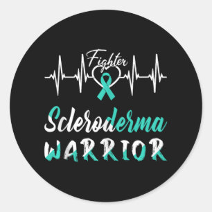 Scleroderma Awareness Warrior Heartbeat Fight Teal Classic Round Sticker