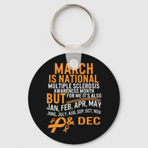Sclerosis Awareness Month Ms Orange Ribbon Brain Keychain