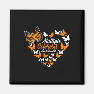 Sclerosis Awareness Ms Orange Ribbon Butterfly Magnet