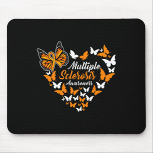 Sclerosis Awareness Ms Orange Ribbon Butterfly Mouse Pad