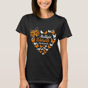 Sclerosis Awareness Ms Orange Ribbon Butterfly T-Shirt