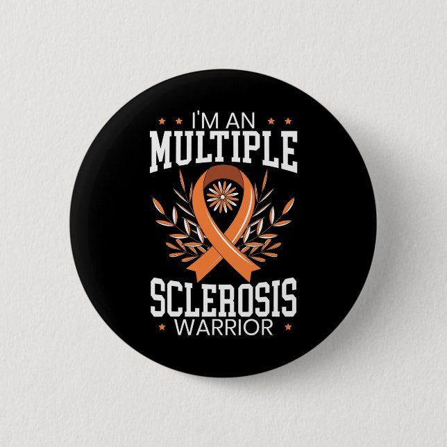 Sclerosis Awareness Orange Ribbon  Button (Front)