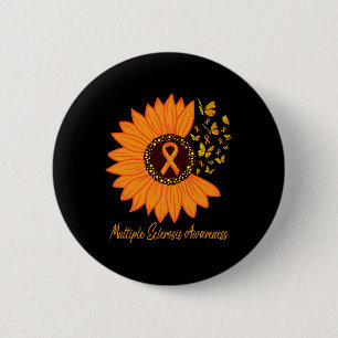 Sclerosis Awareness Ribbon Flower Ms Butterfly  Button