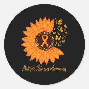 Sclerosis Awareness Ribbon Flower Ms Butterfly Classic Round Sticker